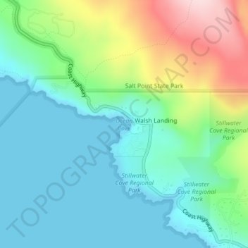 Mappa topografica Ocean Cove, altitudine, rilievo