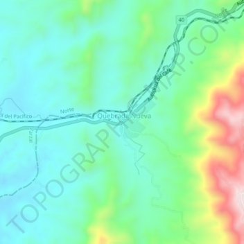 Mappa topografica Quebrada Nueva, altitudine, rilievo