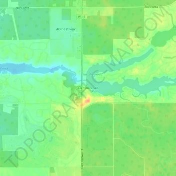 Mappa topografica Lake Sherwood, altitudine, rilievo