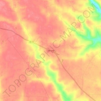 Mappa topografica Lake View, altitudine, rilievo