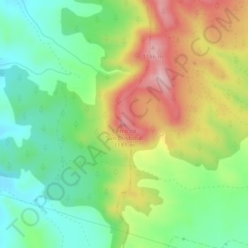 Mappa topografica Cerro de San Cristobal, altitudine, rilievo