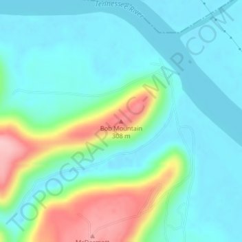 Mappa topografica Bob Mountain, altitudine, rilievo