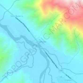 Mappa topografica Calabasa, altitudine, rilievo