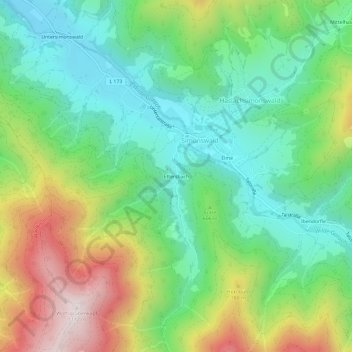 Mappa topografica Ettersbach, altitudine, rilievo