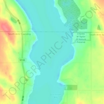 Mappa topografica South Arm, altitudine, rilievo