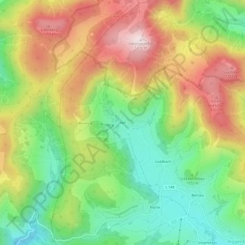 Mappa topografica Hof, altitudine, rilievo