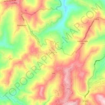 Mappa topografica Gadana, altitudine, rilievo