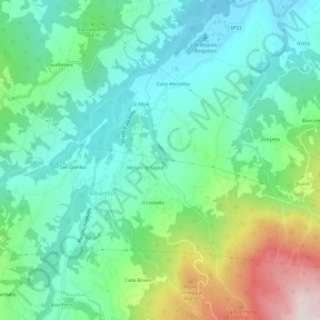 Mappa topografica Miriani di sotto, altitudine, rilievo