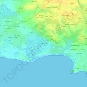 Mappa topografica Ster Poulguen, altitudine, rilievo