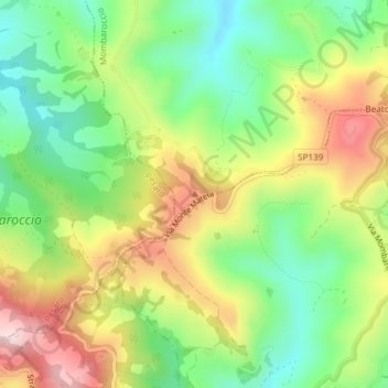 Mappa topografica Monte San Giovanni, altitudine, rilievo