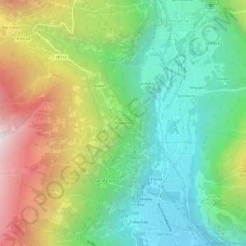 Mappa topografica Molaretto, altitudine, rilievo