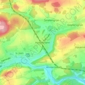 Mappa topografica Holenbrunn, altitudine, rilievo