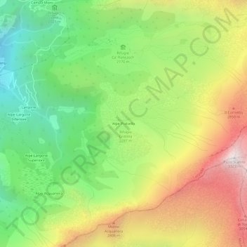 Mappa topografica Alpe Prabello, altitudine, rilievo
