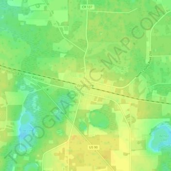 Mappa topografica Wellborn, altitudine, rilievo