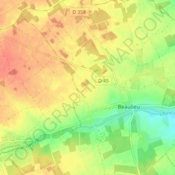 Mappa topografica La Mière, altitudine, rilievo
