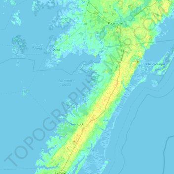 Mappa topografica Cedar Island, altitudine, rilievo