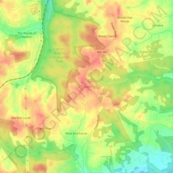 Mappa topografica Croom, altitudine, rilievo