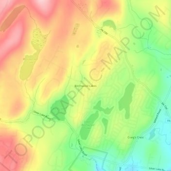 Mappa topografica Birchwood Lakes, altitudine, rilievo