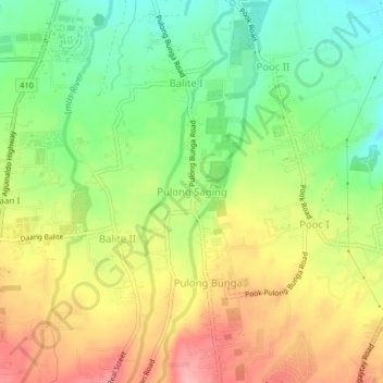 Mappa topografica Pulong Saging, altitudine, rilievo