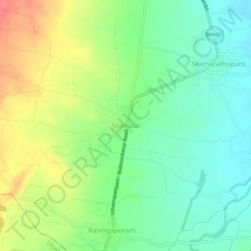 Mappa topografica Silamalai, altitudine, rilievo