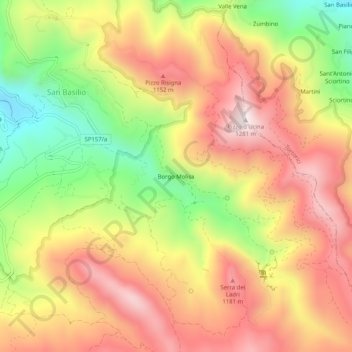 Mappa topografica Borgo Molisa, altitudine, rilievo