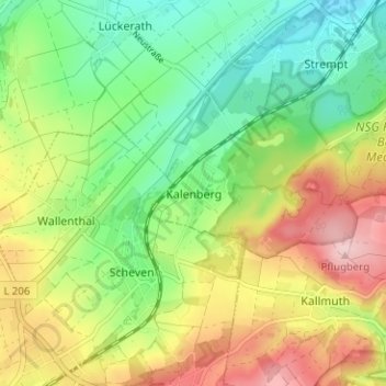 Mappa topografica Kalenberg, altitudine, rilievo