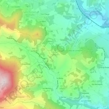 Mappa topografica Carnoux, altitudine, rilievo