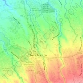 Mappa topografica Gregorio, altitudine, rilievo