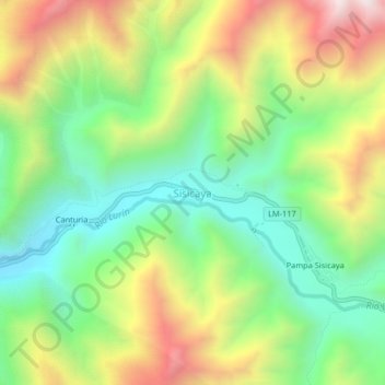 Mappa topografica Sisicaya, altitudine, rilievo