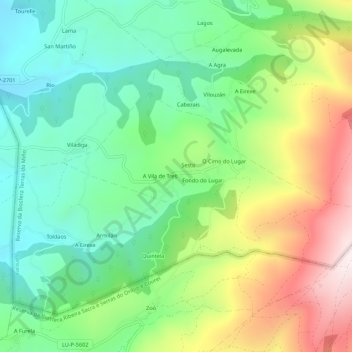 Mappa topografica Monseiro, altitudine, rilievo