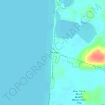 Mappa topografica Rainbow Shores, altitudine, rilievo