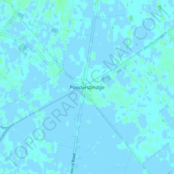 Mappa topografica Pondersbridge, altitudine, rilievo