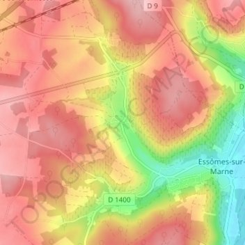 Mappa topografica Monneaux, altitudine, rilievo