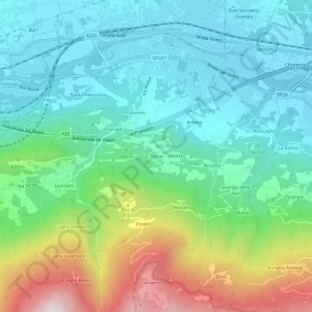 Mappa topografica Tignai, altitudine, rilievo