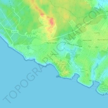 Mappa topografica Puyraveau, altitudine, rilievo