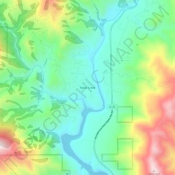 Mappa topografica Robie Creek, altitudine, rilievo