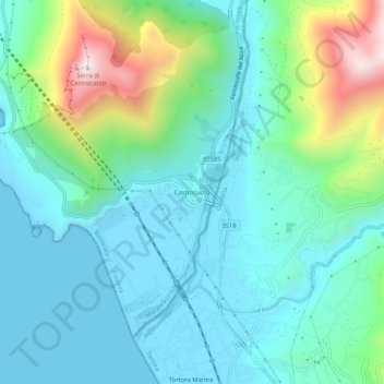 Mappa topografica Castrocucco, altitudine, rilievo