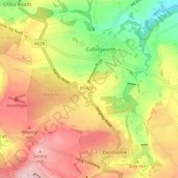 Mappa topografica Manywells Height, altitudine, rilievo