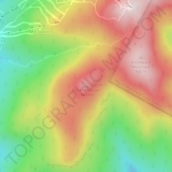 Mappa topografica Bone Mountain, altitudine, rilievo