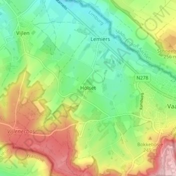 Mappa topografica Holset, altitudine, rilievo