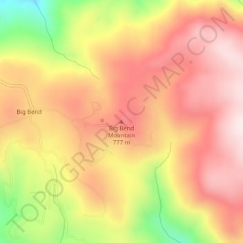 Mappa topografica Big Bend Mountain, altitudine, rilievo