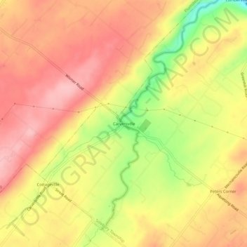 Mappa topografica Carversville, altitudine, rilievo