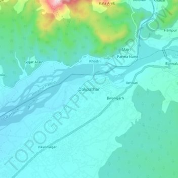 Mappa topografica Dakpathar, altitudine, rilievo