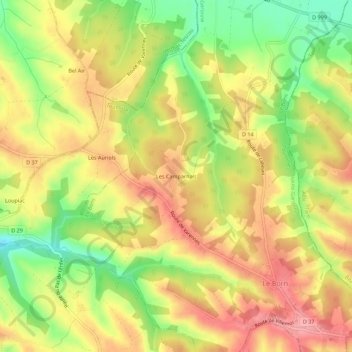 Mappa topografica Les Camparnals, altitudine, rilievo