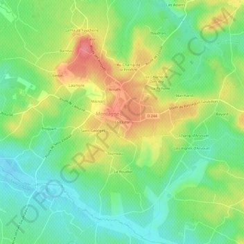 Mappa topografica La Clotte, altitudine, rilievo