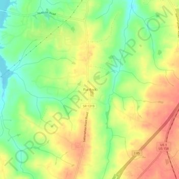 Mappa topografica Flat Rock, altitudine, rilievo