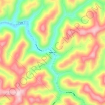 Mappa topografica Yeaddiss, altitudine, rilievo