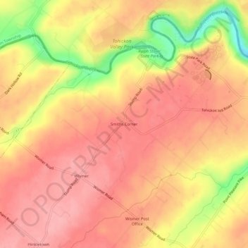 Mappa topografica Smiths Corner, altitudine, rilievo