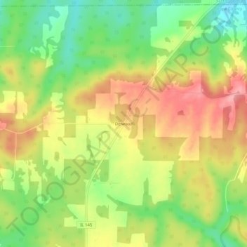 Mappa topografica Delwood, altitudine, rilievo