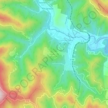 Mappa topografica Les Borries, altitudine, rilievo